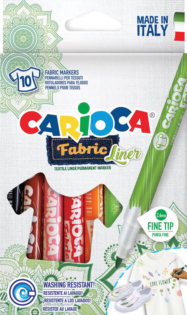 Carioca - Carcioca textile pen Fabricliner, box of 10 pieces in assorted colors
