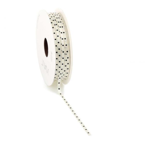 Weihnachtsband kleine Sterne 3mm x 50 Meter elfenbeinfarben