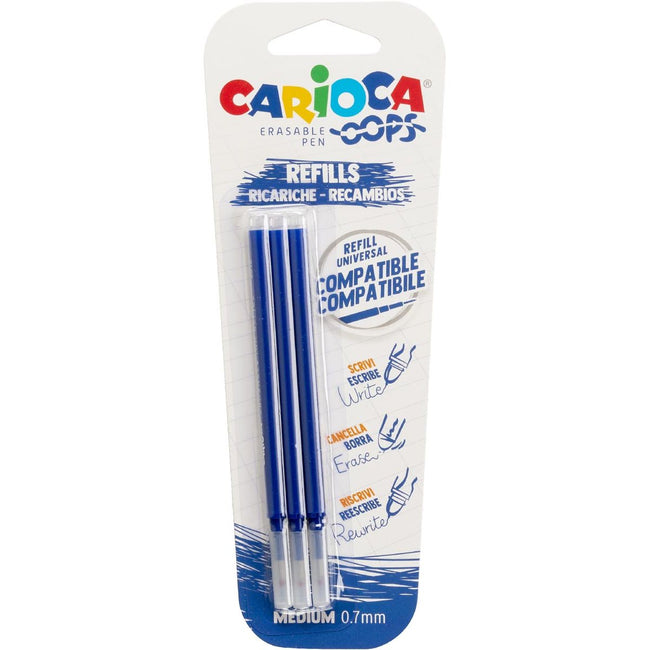Carioca - Oops refill, medium, blue, blister of 3 pieces