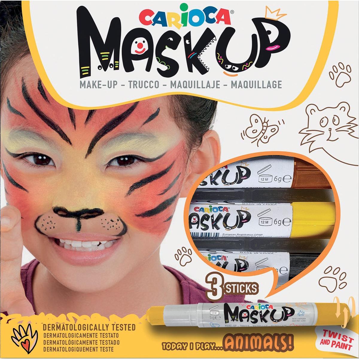 Carioca - Maquillagestiften Mask Up Animals, doos met 3 stiften