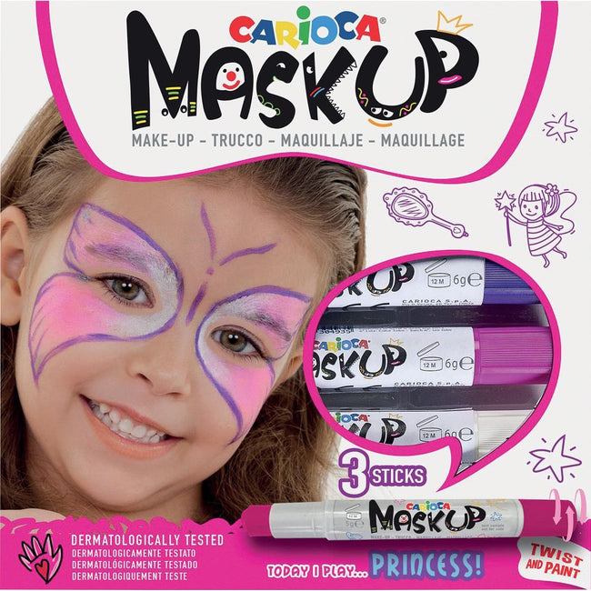 Carioca - Set di pennarelli per trucco principessa da 3 colori