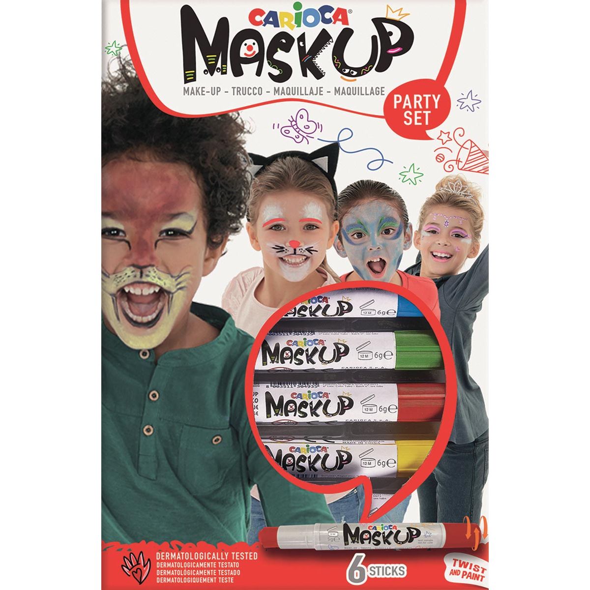 Carioca -  maquillagestiften Mask Up Party Set, doos met 6 stiften