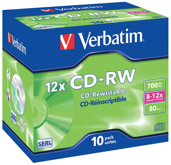 Wörtliche -wörtliche CD -CD -CD -RW, 10 -Stück -Box, einzeln verpackt (Jewel Case)