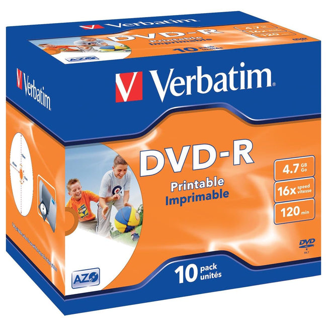 Verbatim - Verbatim DVD recordable DVD-R, printbaar, doos van 10 stuks, individueel verpakt (Jewel Case)