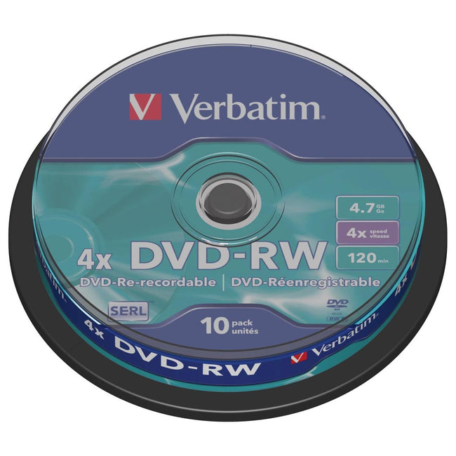 Verbatim - Verbatim DVD rewritable DVD-RW, spindel van 10 stuks