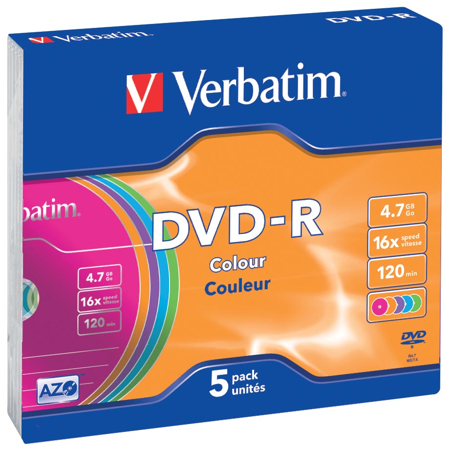 Verbatim - Verbatim DVD recordable DVD-R, doos van 5 stuks, individueel verpakt (Slim Case)