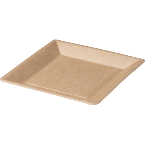 Assiette Biodore | carré | 1 compartiment | carton | 18x18cm | naturel | 100 pieces