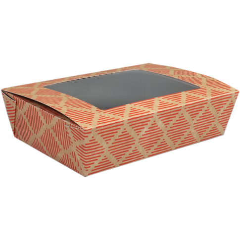 Klika - Sushibox | Cardboard + PP | 180x120x50mm | avec fenêtre | Rouge | 225 pièces