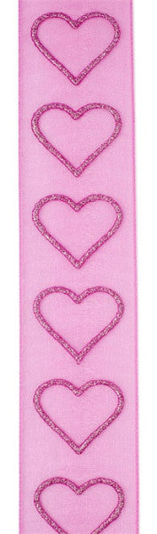 Band Glitzerherzen Magentha 10mx25mm