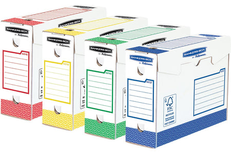 Bankers Box - scatola base per archivio pesante, piedi 9,5 x 24,5 x 33 cm, colori assortiti, confezione da 8
