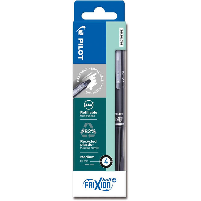 Pilot - FriXion Ball Plus roller, medium, black, case of 4 pieces