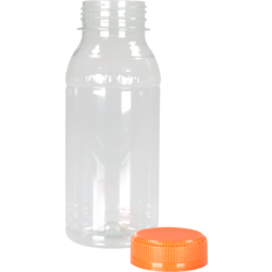 Klika - Bouteille | Petfles | Animal de compagnie recyclé | avec un capuchon fixe | 250 ml | Transparent / orange | 210 pièces