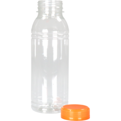 Klika - Flasche | Haustiere | Recyceltes Haustier | mit fester Kappe | 330 ml | Transparent/orange | 180 Stücke