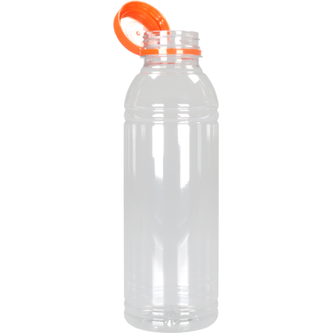 Klika - Bouteille | Petfles | Animal de compagnie recyclé | avec un capuchon fixe | 500 ml | Transparent / orange | 108 pièces