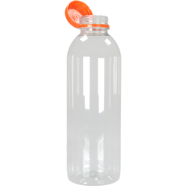 Klika - Flasche | Haustiere | Recyceltes Haustier | mit fester Kappe | 750 ml | Transparent/orange | 80 Stücke