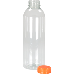 Klika - Flasche | Haustiere | Recyceltes Haustier | mit fester Kappe | 750 ml | Transparent/orange | 80 Stücke