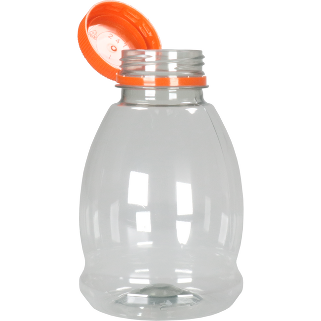 Klika - Flasche | Haustiere | Recyceltes Haustier | mit fester Kappe | 250 ml | Transparent/orange | 180 Stücke