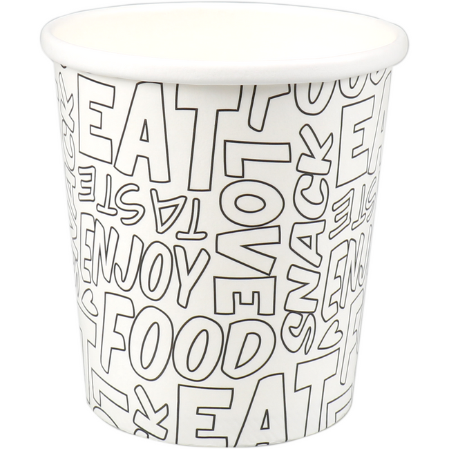 Klika - Tasse de soupe | Mots 2.0 | Cardboard + PE | 450 ml | 16oz | blanc noir 25 pièces