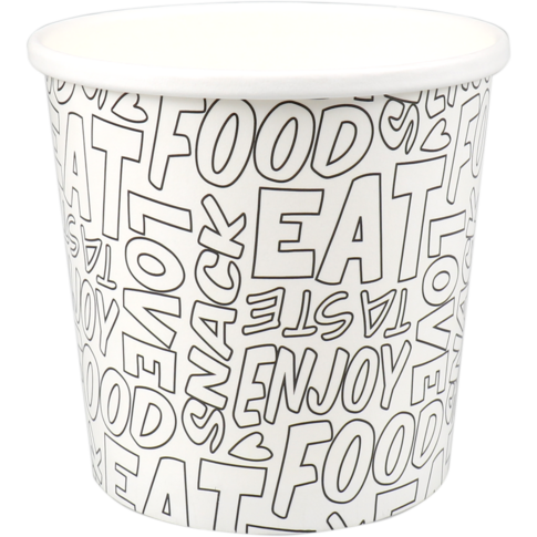 Klika - Tasse de soupe | Mots 2.0 | Cardboard + PE | 750 ml | 26oz | blanc noir 25 pièces