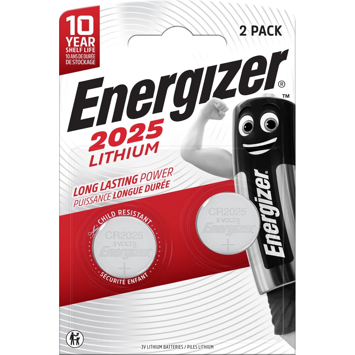 Energizer - pila a bottone CR2025, blister da 2 pezzi