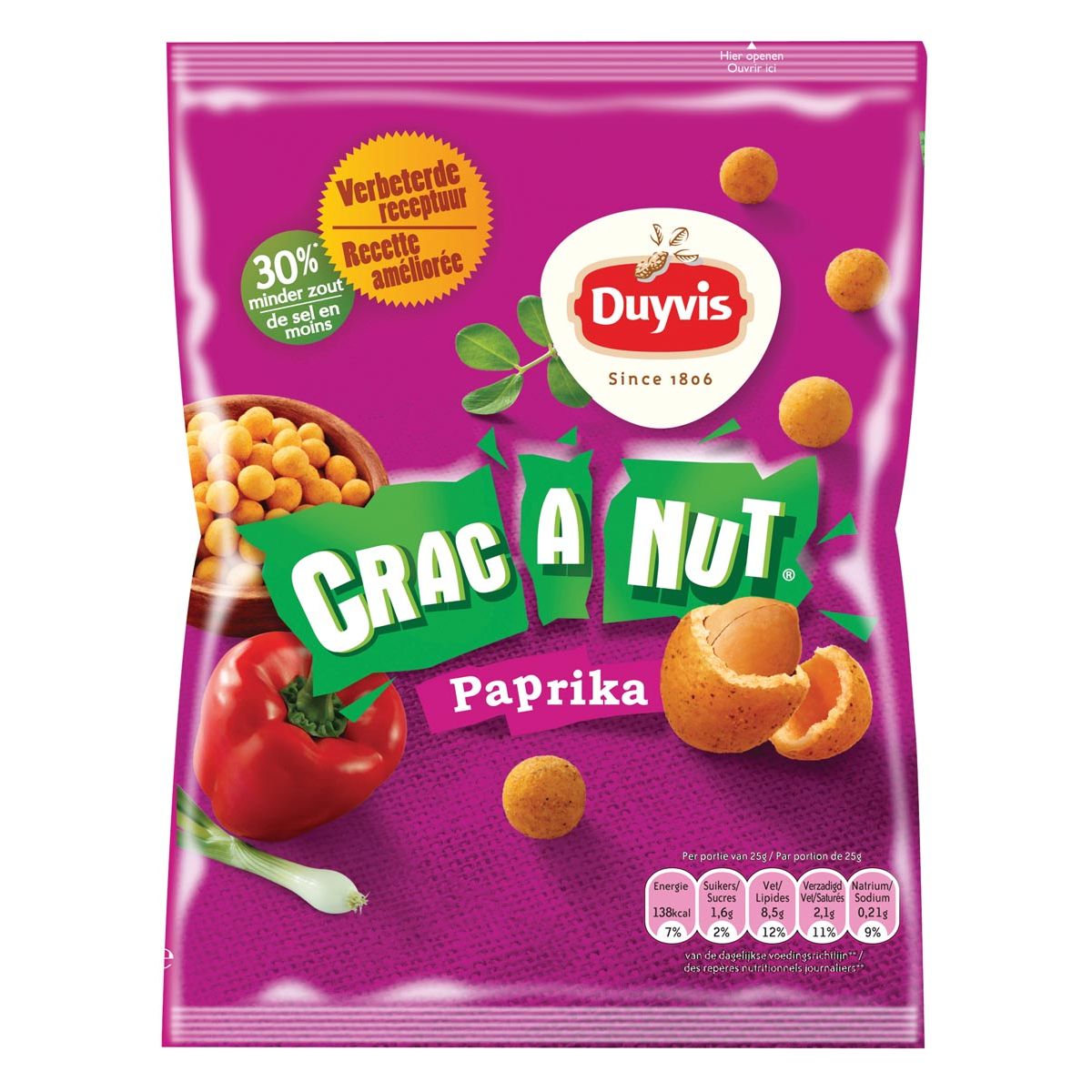 Duyvis - Noix de paprika Crac A Nut, sachet de 200 grammes