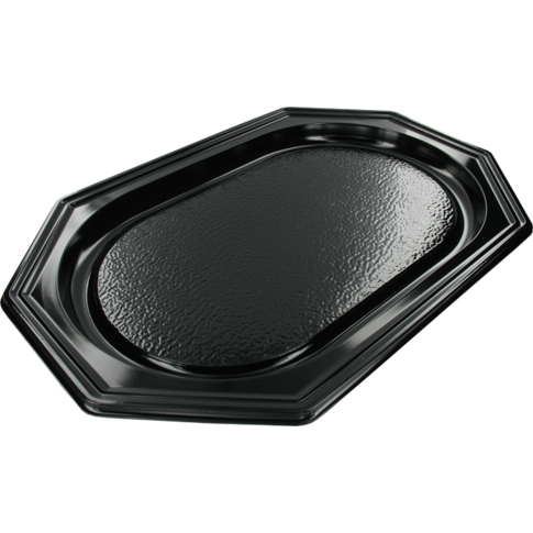 Klika - Schaal | cateringschaal | gerecycled PET | 8-hoekig | 450x300x25mm | zwart | 10 stuks