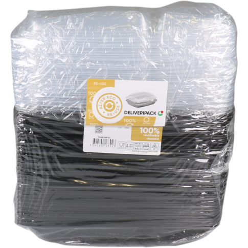 Delivery Pack - Bak | PP | 2-vaks | 950ml | reusable | maaltijdbox | zwart | 180 stuks