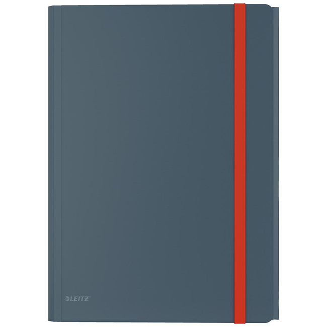 Leitz -  Cosy elastomap met 3 kleppen, met opbergvak met drukknoppsluiting, uit PP, ft A4, grijs