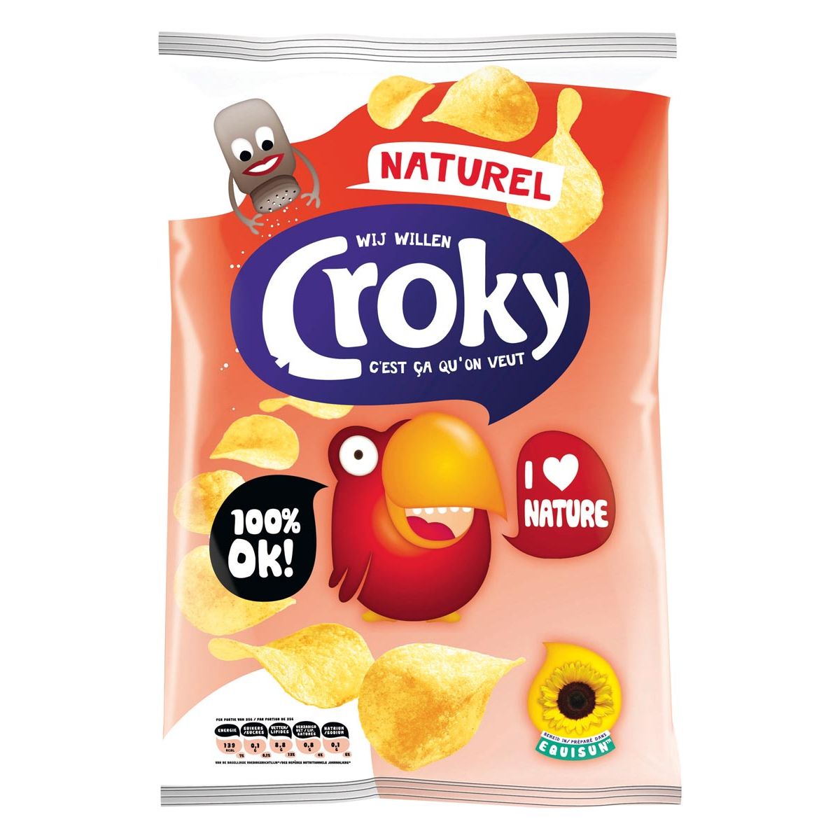 Croky - Croky chips naturel, zakje van 100 gram