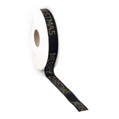 Lint katoen MC DELUXE ribbon 15mm x 15 meter zwart