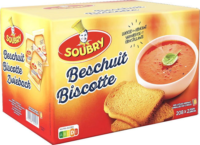 Soubry - rusks, packed per 2, box of 208 pieces