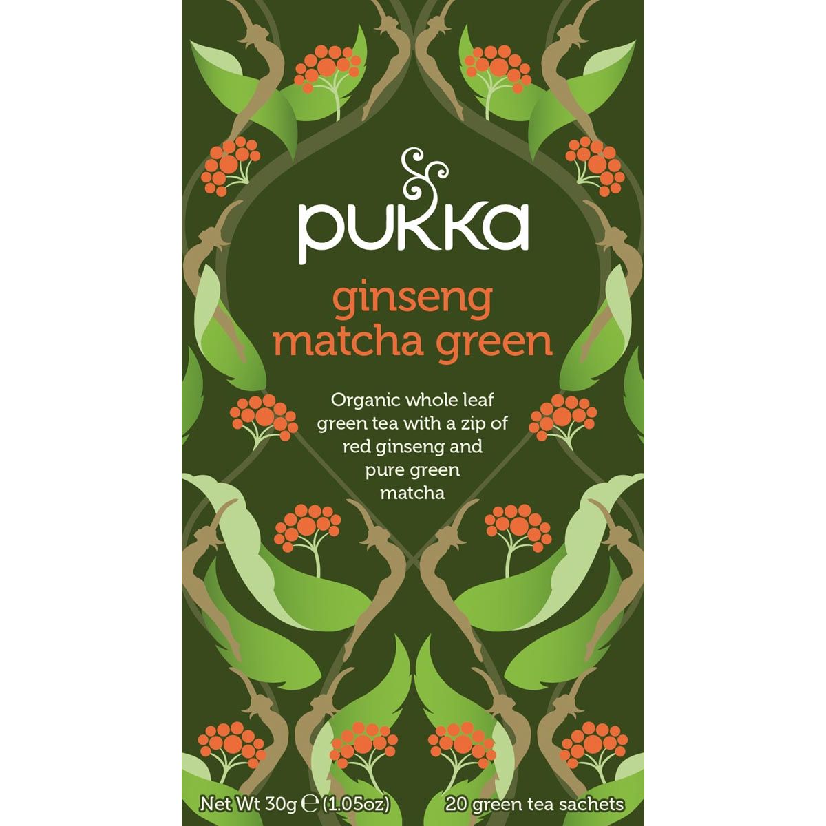 Pukka - thé bio, Ginseng Matcha Green, pack de 20 pièces