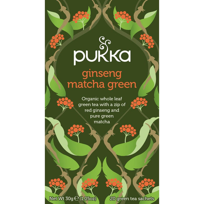 Pukka - thé bio, Ginseng Matcha Green, pack de 20 pièces