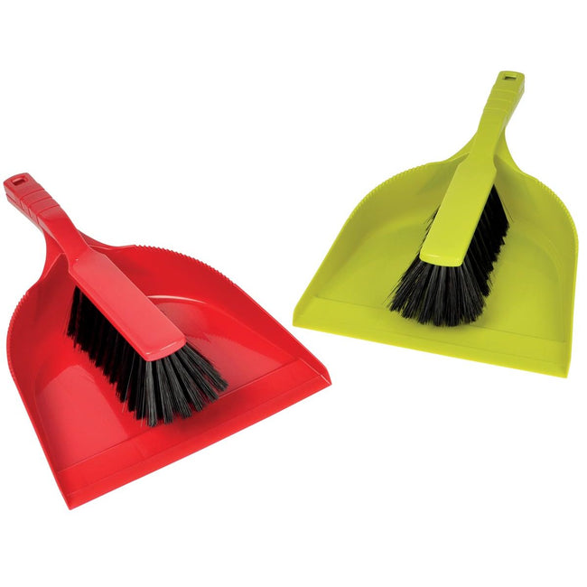 Klika - Dustpan with hand brush, made of PVC, assorted colours