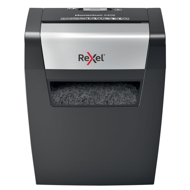 Rexel -  Momentum X406 papiervernietiger Deeltjesversnippering 70 dB Blauw, Grijs