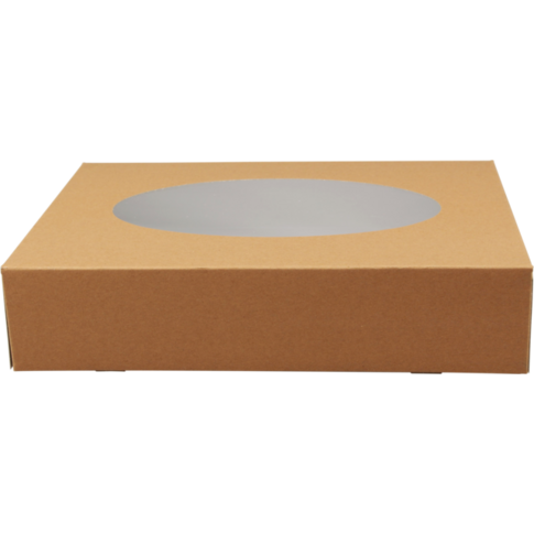 Coffret Traiteur Biodore | papier kraft + PLA | 360x250x80mm | avec fenêtre | marron | 10 morceaux