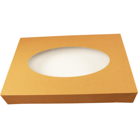 Coffret Traiteur Biodore | papier kraft + PLA | 550x370x80mm | avec fenêtre | marron | 10 morceaux
