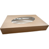 Klika -  Cateringdoos | karton + PET | 550x375x80mm | met venster | losse deksel | bruin/wit | 40 stuks
