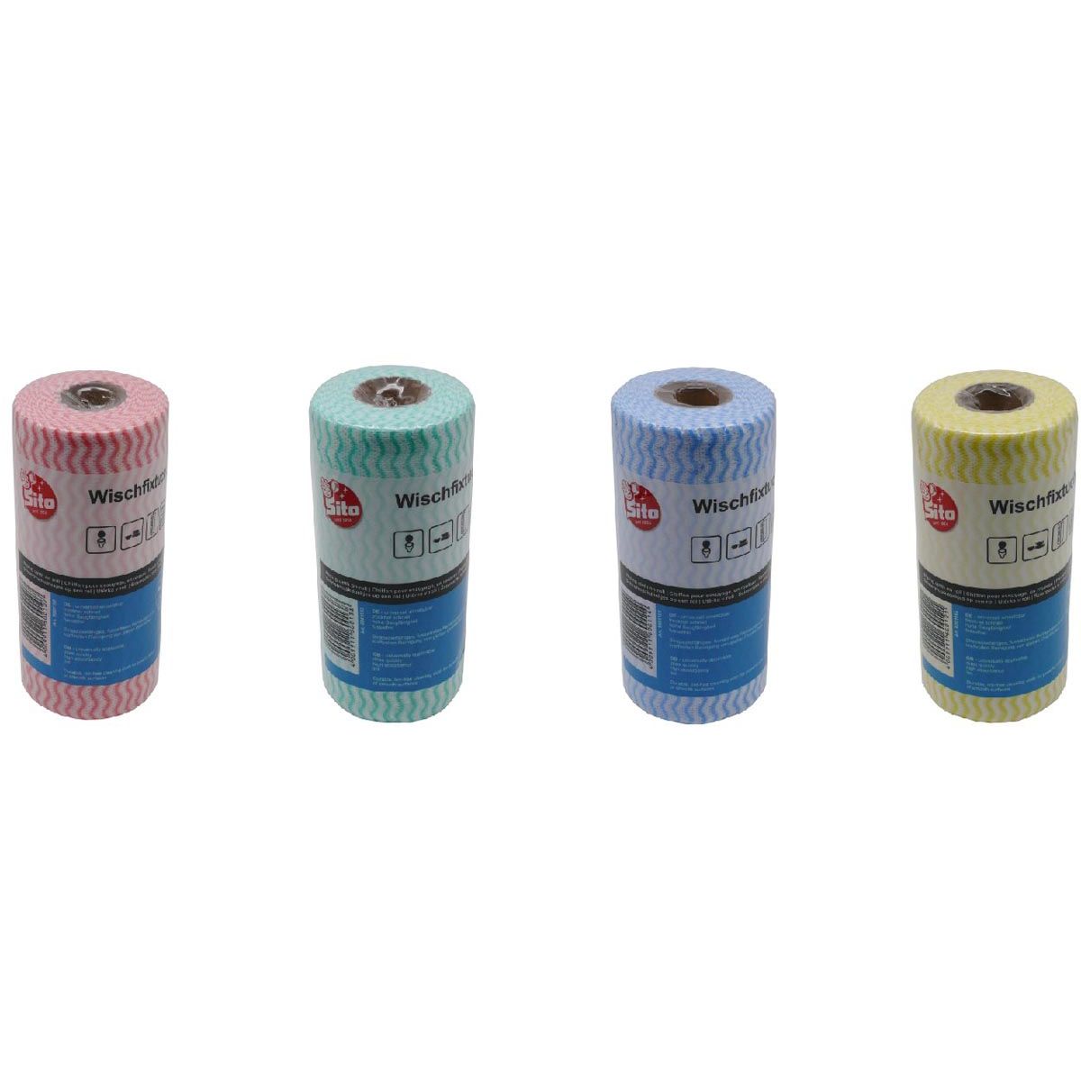 Sito -   reinigingsdoekjes op rol ft 18 x 35 cm, geassorteerde kleuren, rol van 50 stuks