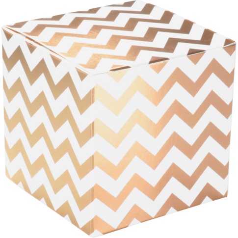 Klika - Geschenkdoos | Chevron | karton | 8x8x8cm | wit/goud | 25 stuks