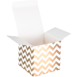 Klika - Geschenkdoos | Chevron | karton | 8x8x8cm | wit/goud | 25 stuks