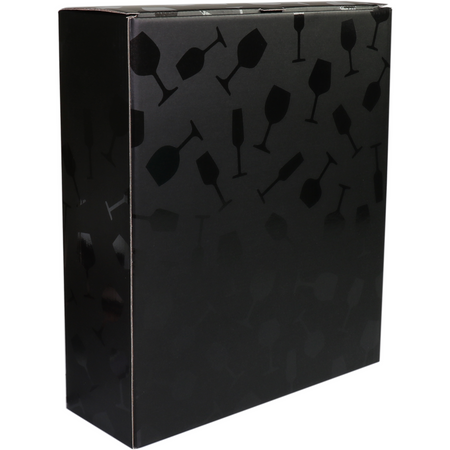 Klika - Bottle box | Wine glass | cardboard | 3 bottles | 285x95x330mm | black | 25 pieces