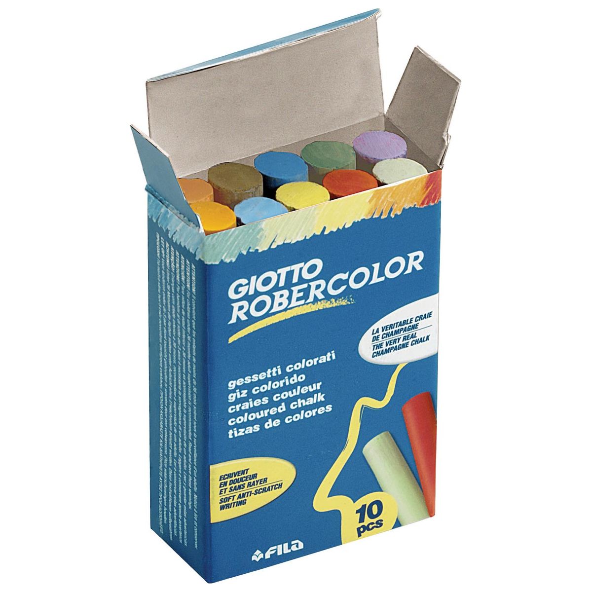 Giotto - krijt Robercolor, doos met 10 krijtjes in geassorteerde kleuren