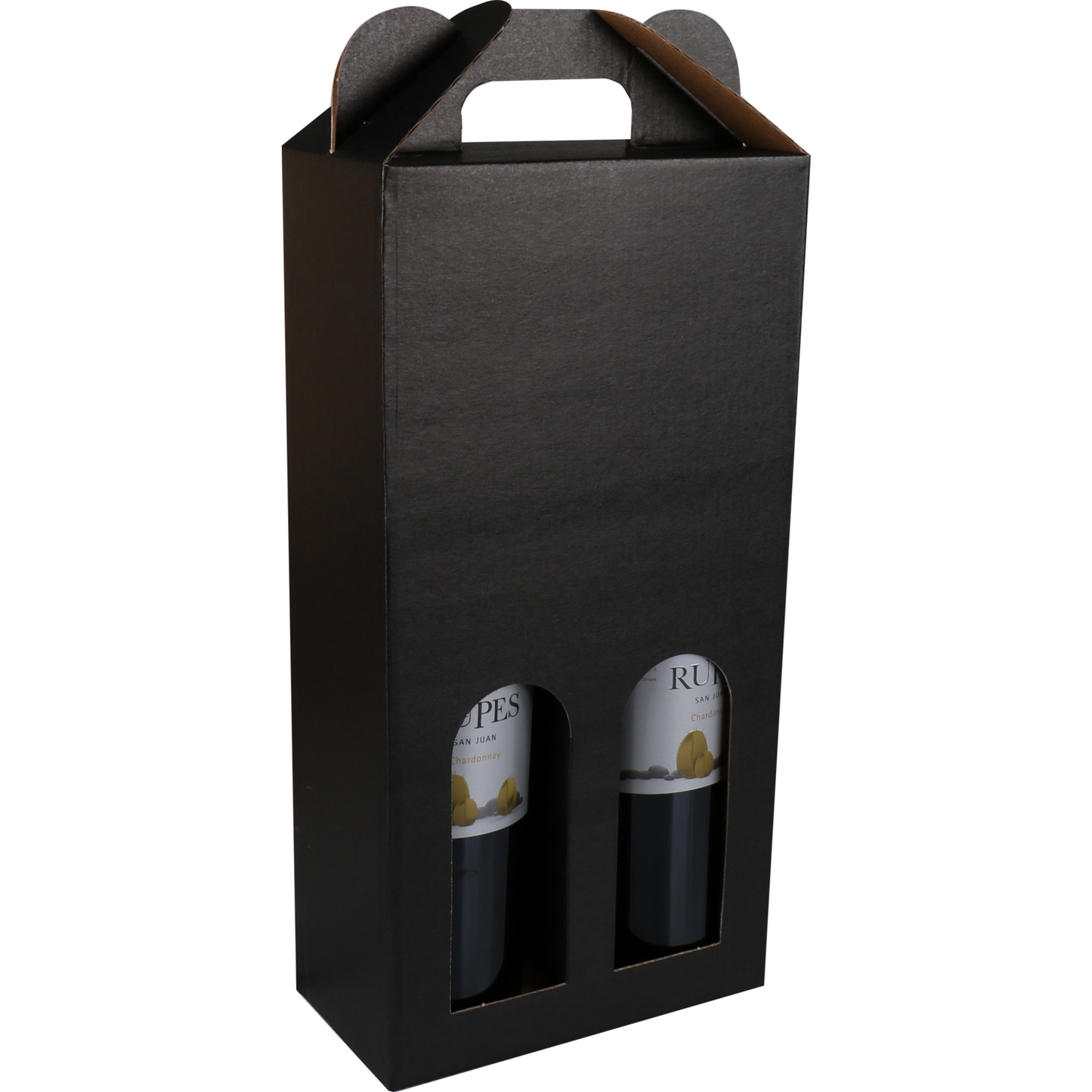 Klika - Cartón portador | Línea básica | 2 botellas | cartón ondulado | negro | 100 piezas