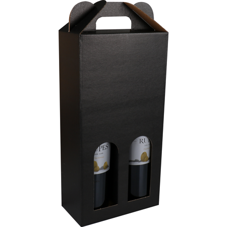 Klika - Carrier cardboard | Basicline | 2 bottles | corrugated cardboard | black | 100 pieces