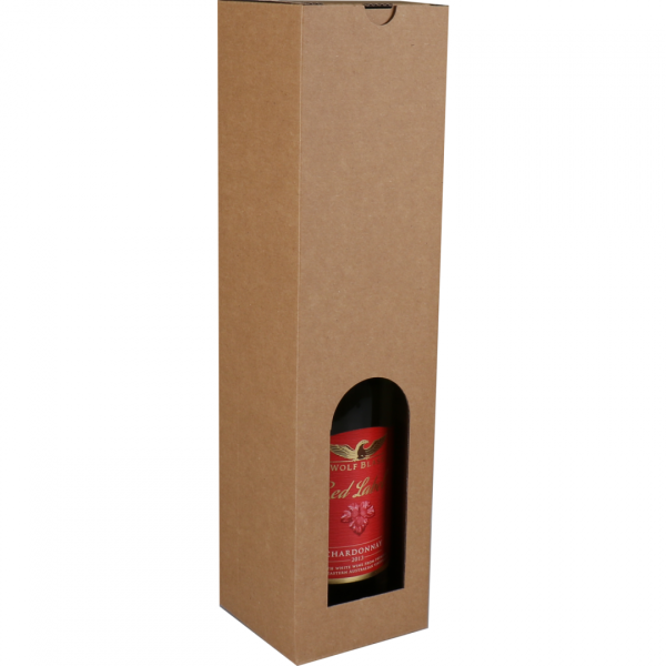 Klika - Caja para botellas | Línea básica | cartón ondulado | 1 botella | 88x87x350mm | marrón | 120 piezas