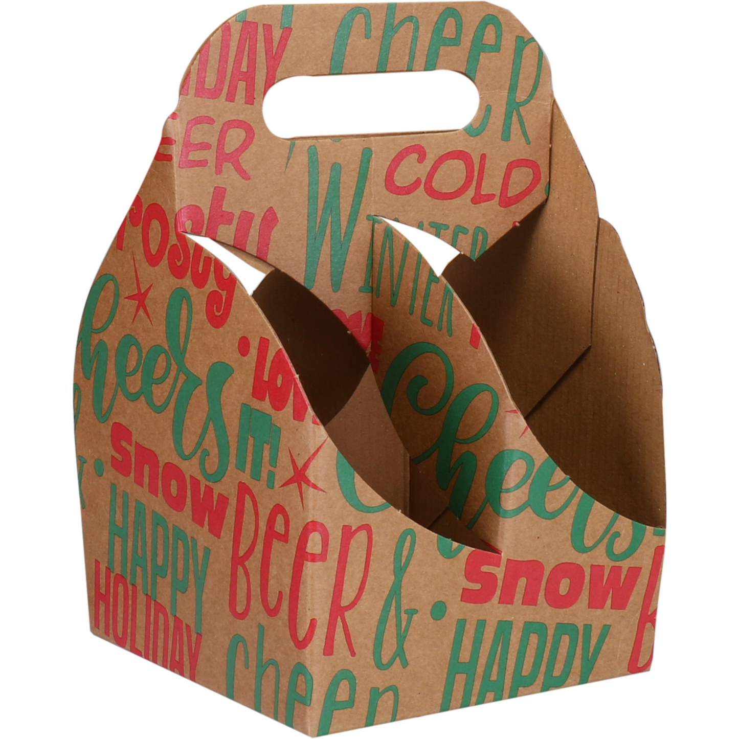 Klika -  Draagtray | Winter words | 4-vaks | bier | 140x140x150mm | golfkarton | groen/rood | 100 stuks