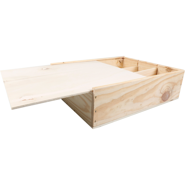 Klika - Wijnkist | hout | 3 flessen | incl. Deksel | 340x276x85mm | 5 stuks