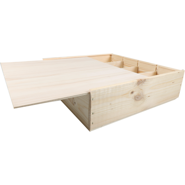 Klika - Wijnkist | hout | 4 flessen | incl. Deksel | 340x340x85mm | 5 stuks