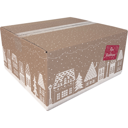 Klika -  Kerstpakketdoos | Huisjes | golfkarton | 35x32.5x17cm | Kerstmis | b | 10 stuks